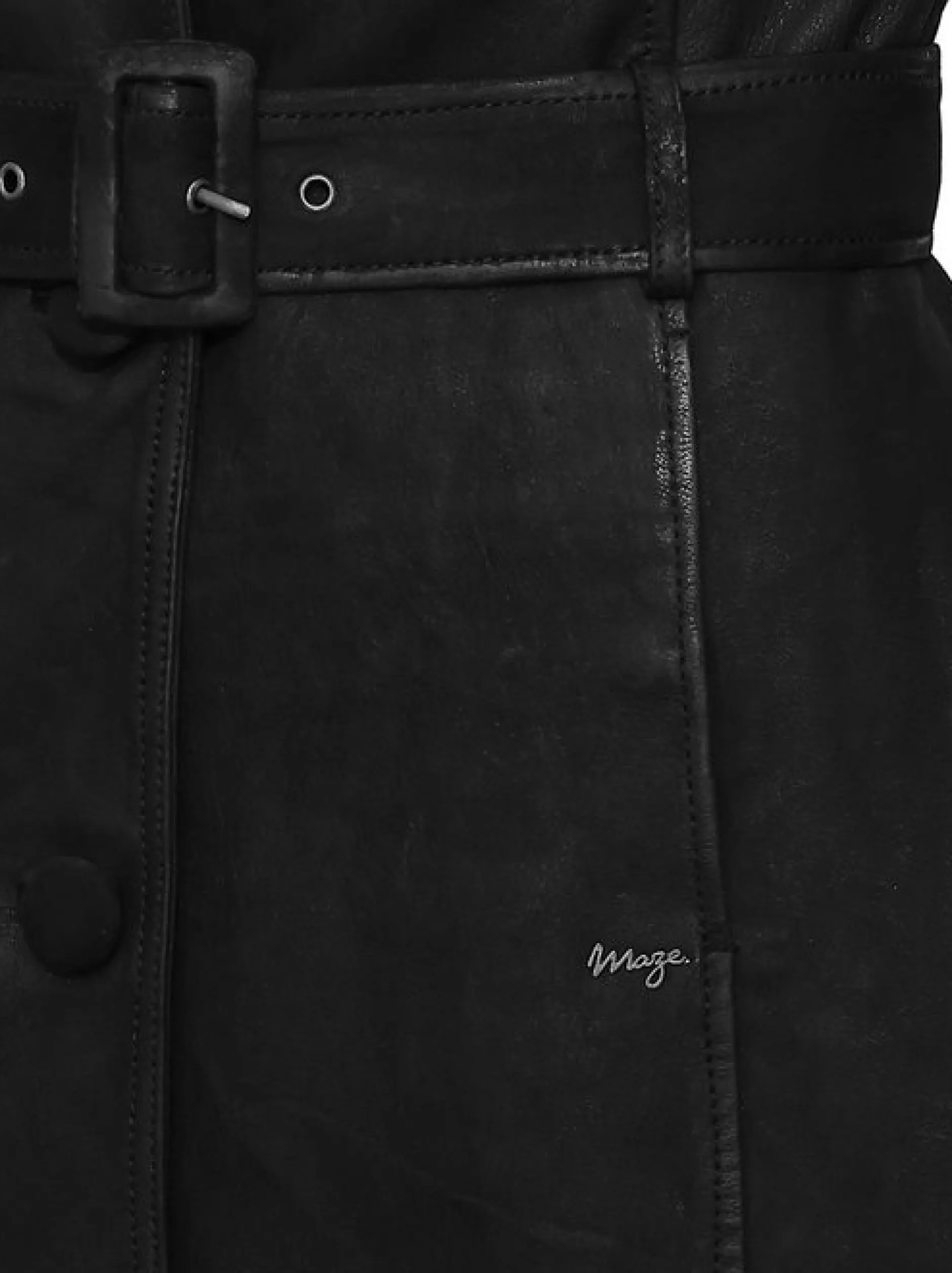 Maze Damen Ledermantel in schwarz