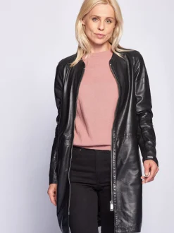 Maze Damen Ledermantel in schwarz
