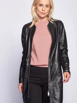 Maze Damen Ledermantel in schwarz