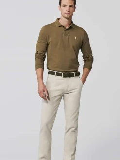 MEYER Herren Baumwollchino - Bonn in beige - Länge: lang