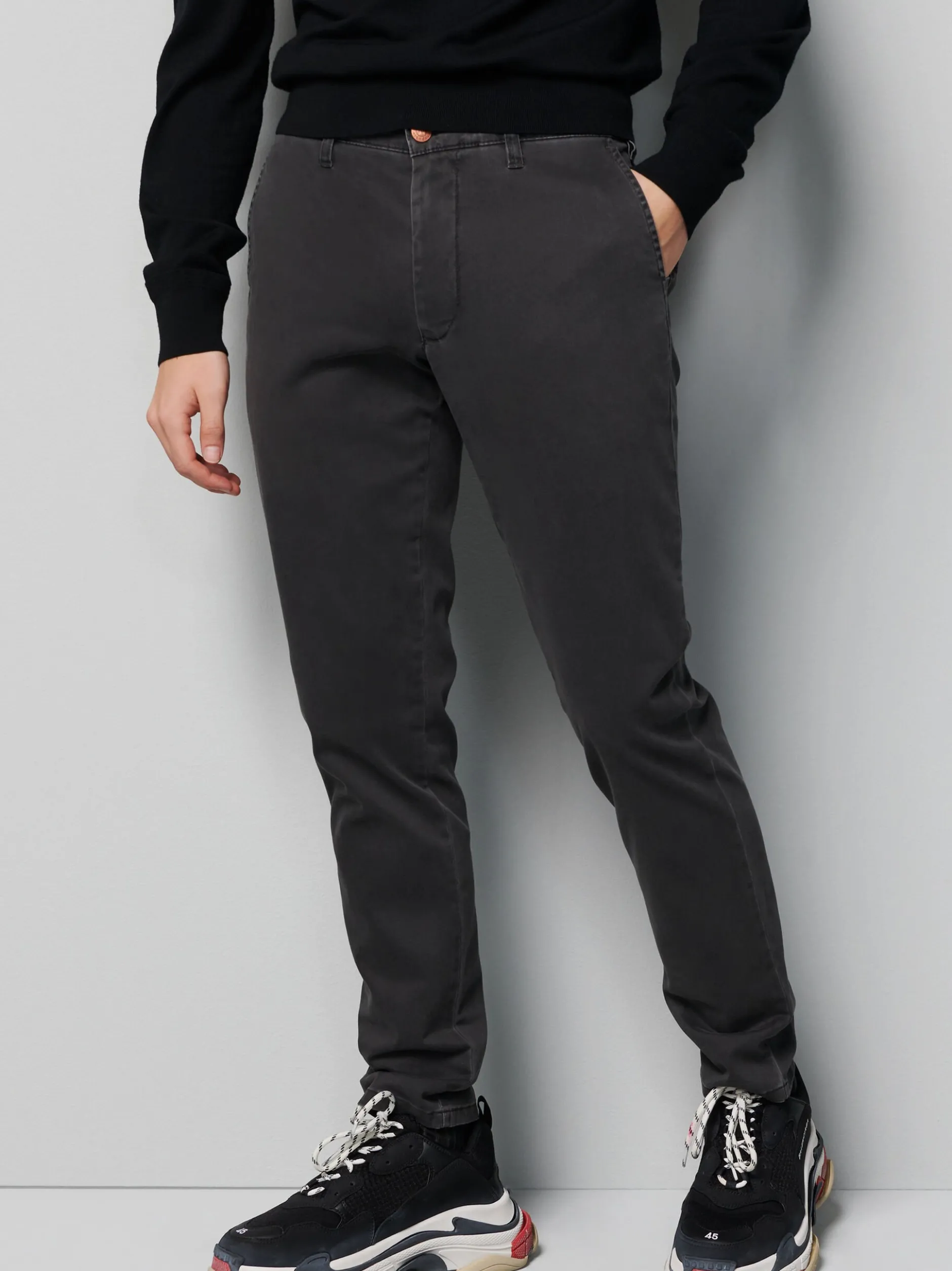 MEYER Herren Chino-Hose - M5 FIT in grau - Länge: lang