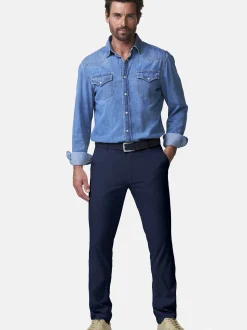 MEYER Herren Hose - Oslo in blau - Länge: lang