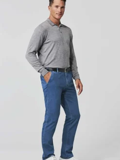 MEYER Herren Jeanshose - Oslo in hellblau - Länge: lang