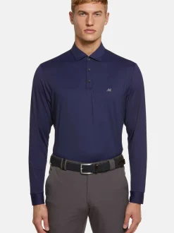 MEYER Herren Poloshirt - Bryson in blau - Ärmel: langarm