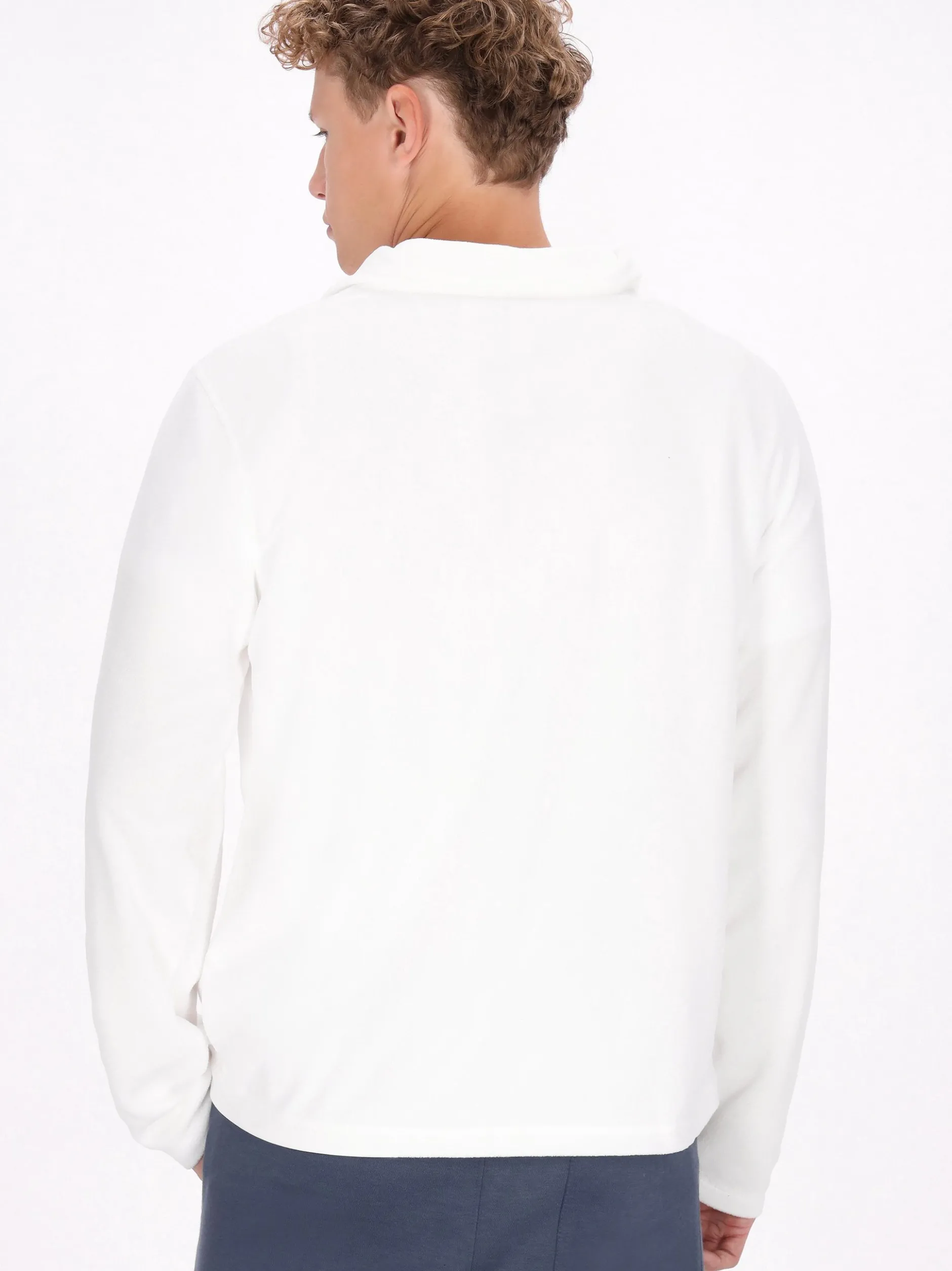 Mo Herren Fleecepullover in weiß