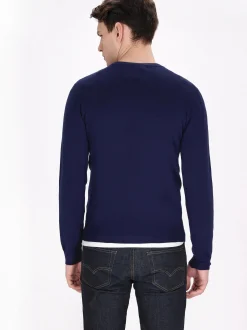 Mo Herren Pullover in blau - Ausschnitt: Rundhals
