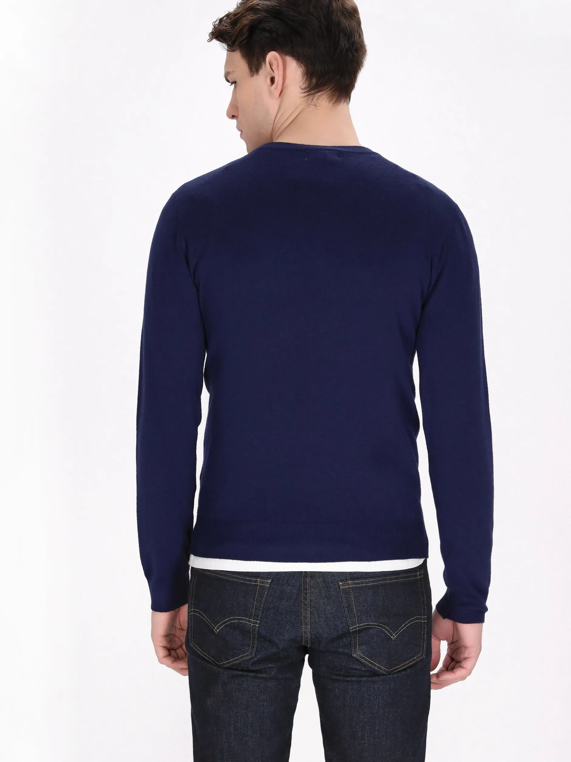 Mo Herren Pullover in blau - Ausschnitt: Rundhals