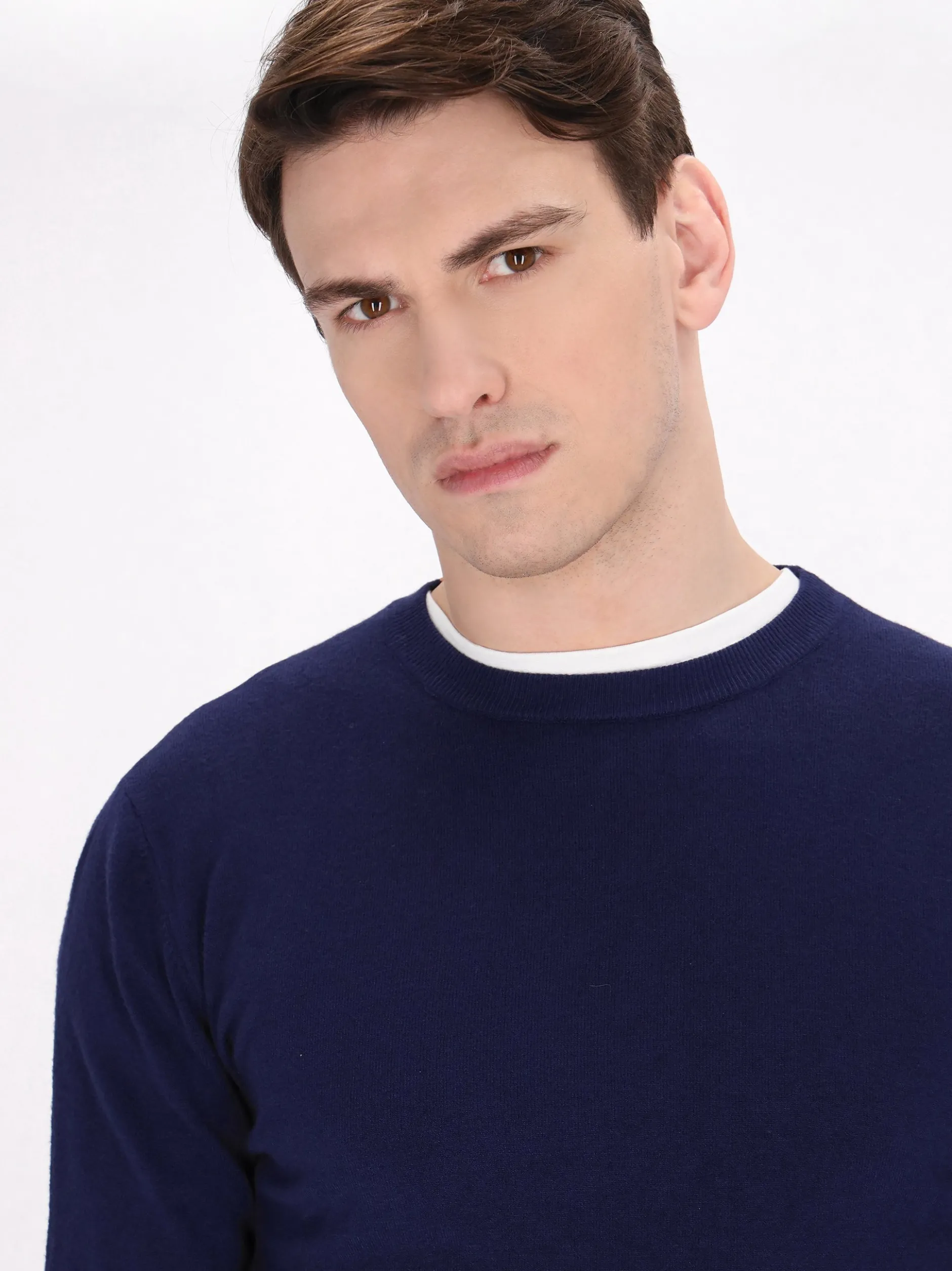 Mo Herren Pullover in blau - Ausschnitt: Rundhals