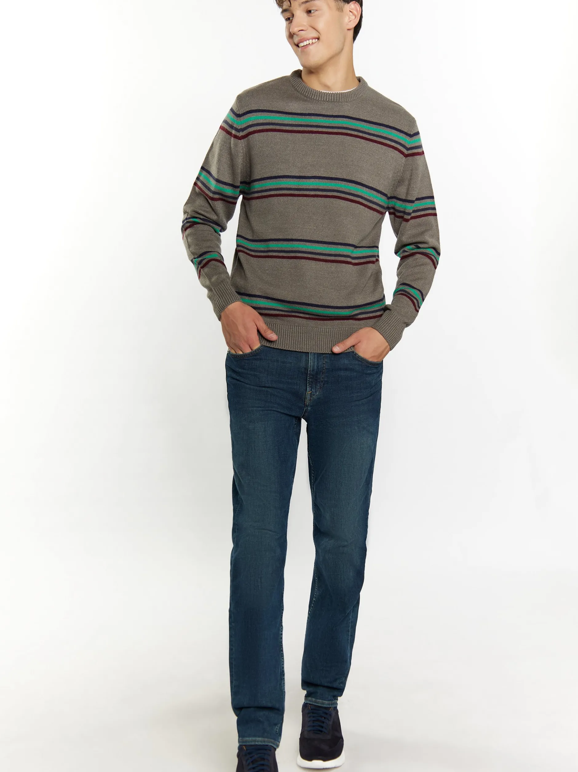Mo Herren Pullover in grau - Ausschnitt: Rundhals