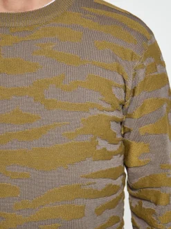 Mo Herren Pullover in khaki - Ausschnitt: Rundhals