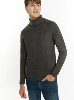 Mo Herren Rollkragenpullover in anthrazit