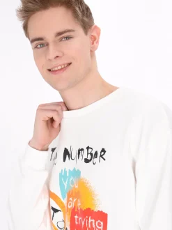 Mo Herren Sweatshirt in weiß - Ausschnitt: Rundhals