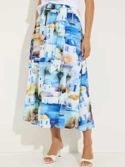 More & More Damen Maxirock in blau mehrfarbig