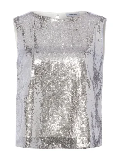 More & More Damen Paillettentop in ecru silber