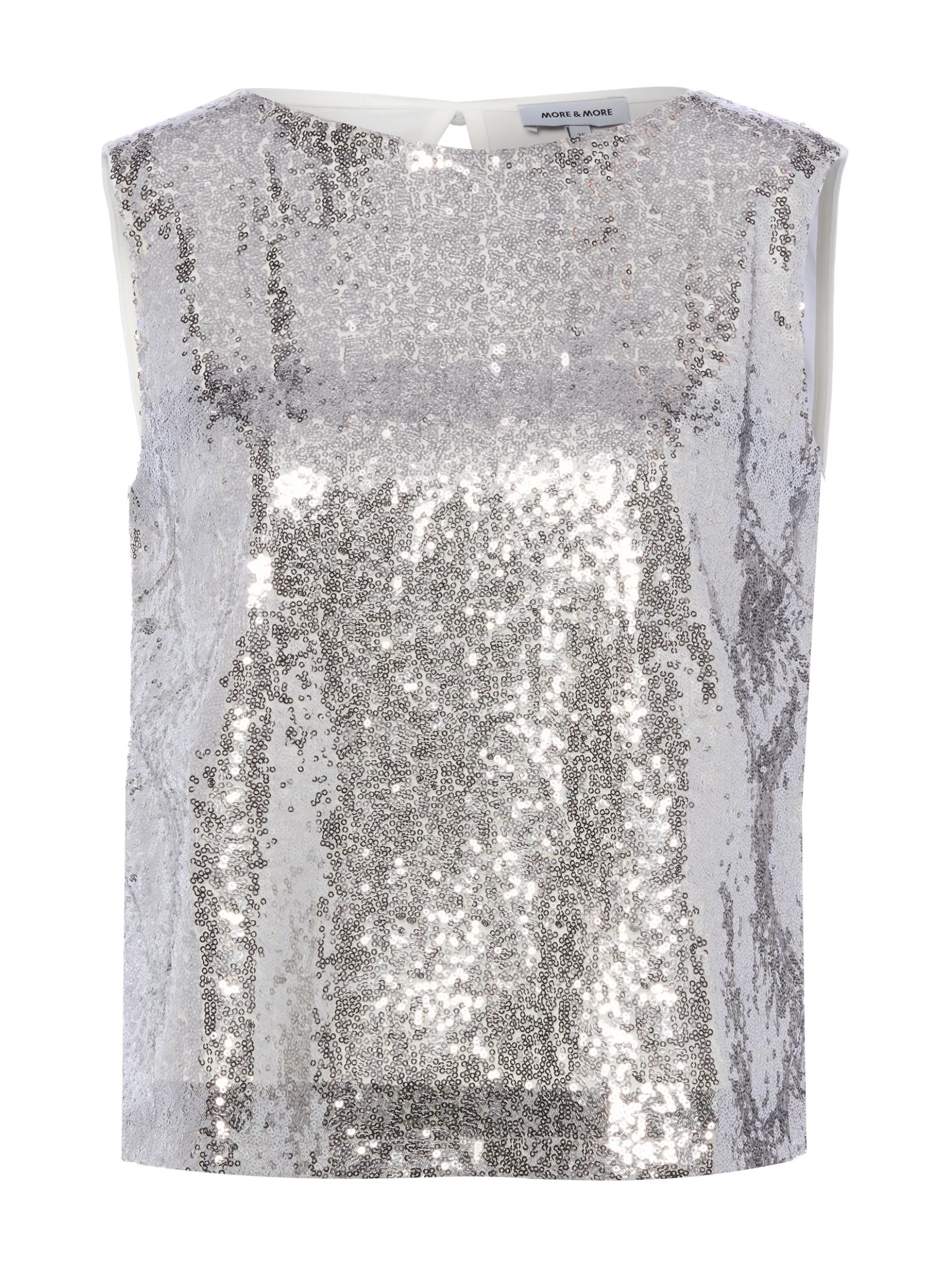 More & More Damen Paillettentop in ecru silber