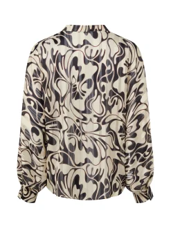 More & More Damen Schluppenbluse in beige schwarz