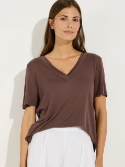 More & More Damen T-Shirt in schoko - Ärmel: kurzarm