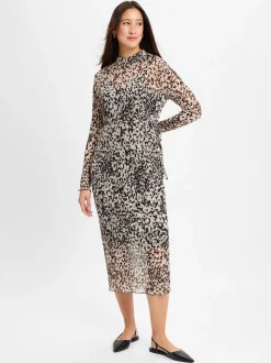Msch Copenhagen Damen Kleid - MSCHDonette Illenora in beige schwarz