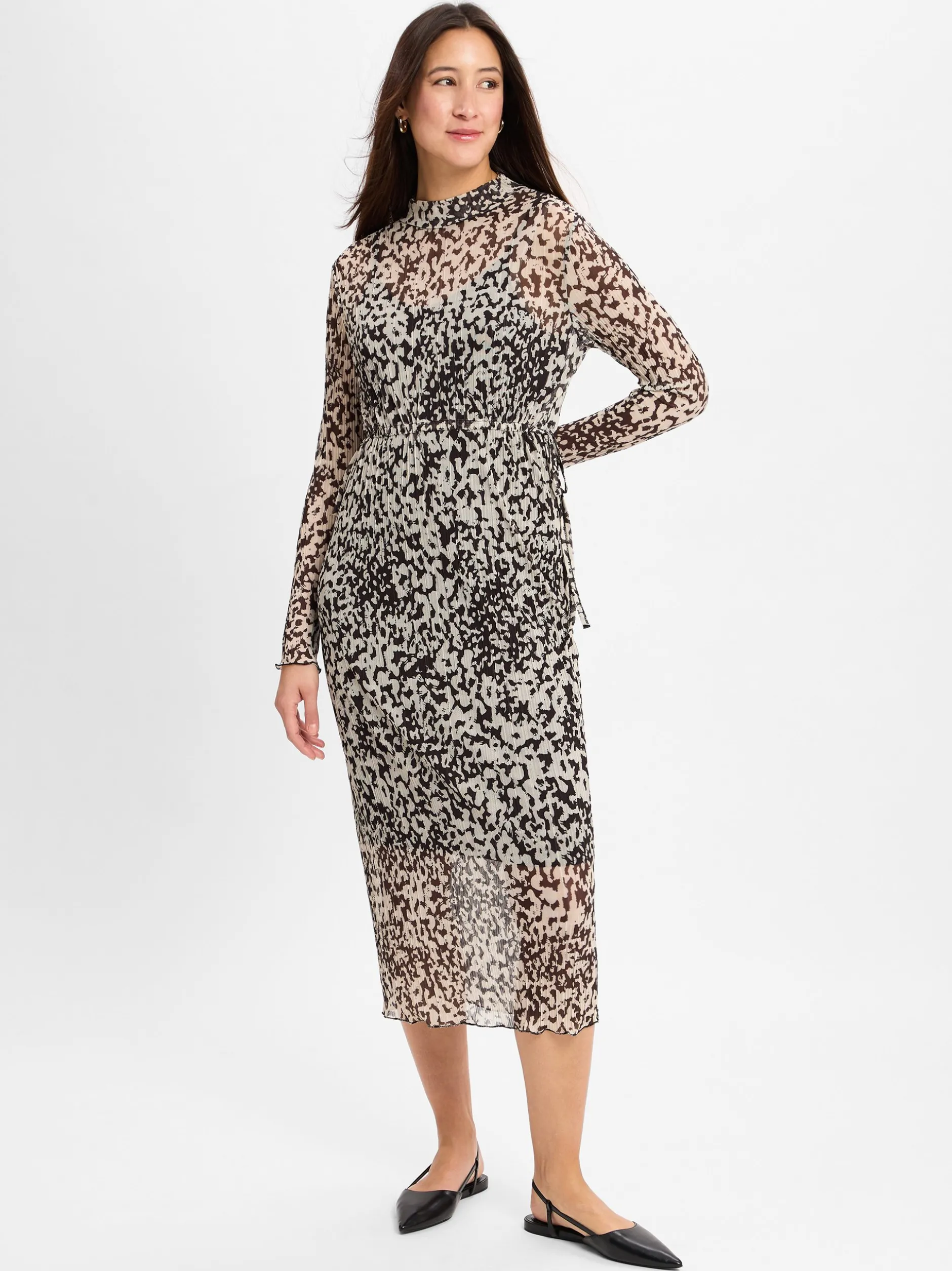 Msch Copenhagen Damen Kleid - MSCHDonette Illenora in beige schwarz