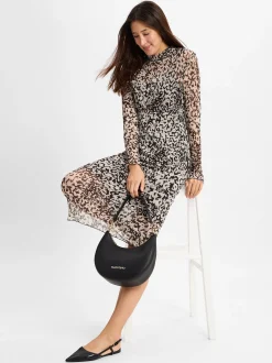 Msch Copenhagen Damen Kleid - MSCHDonette Illenora in beige schwarz