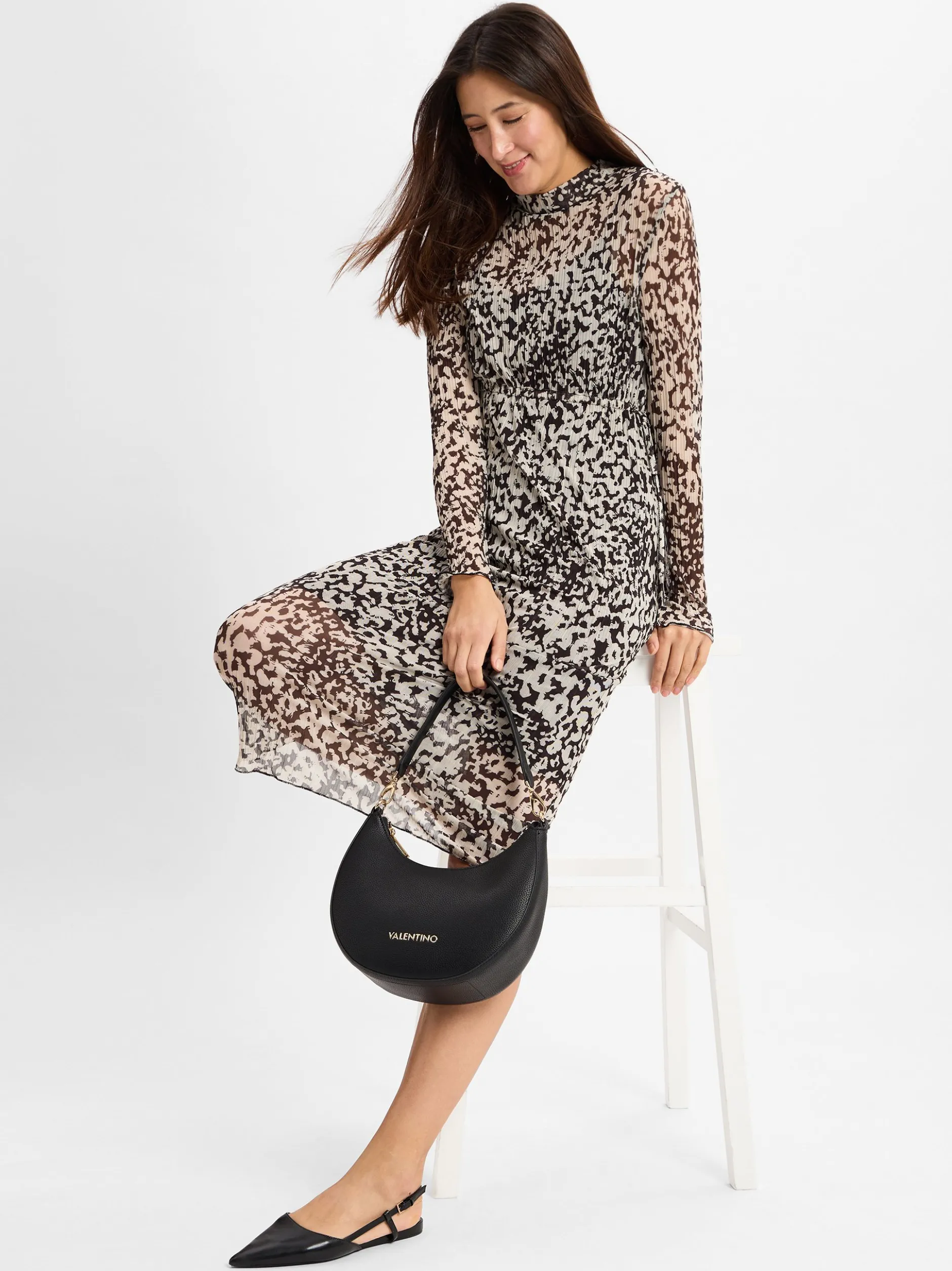 Msch Copenhagen Damen Kleid - MSCHDonette Illenora in beige schwarz