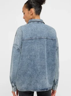 Mustang Damen Bluse in blue stone - Ärmel: langarm
