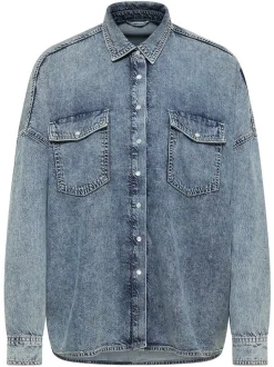 Mustang Damen Bluse in blue stone - Ärmel: langarm