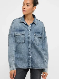 Mustang Damen Bluse in blue stone - Ärmel: langarm