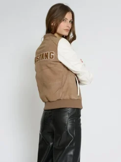 Mustang Damen Lederblouson in beige