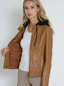 Mustang Damen Lederjacke in cognac