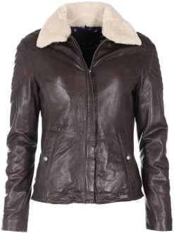 Mustang Damen Lederjacke in kastanie