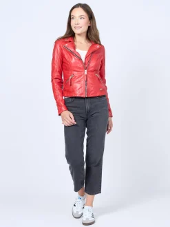 Mustang Damen Lederjacke in rot