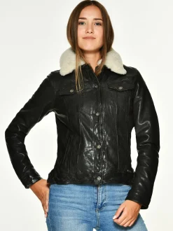 Mustang Damen Lederjacke in schwarz