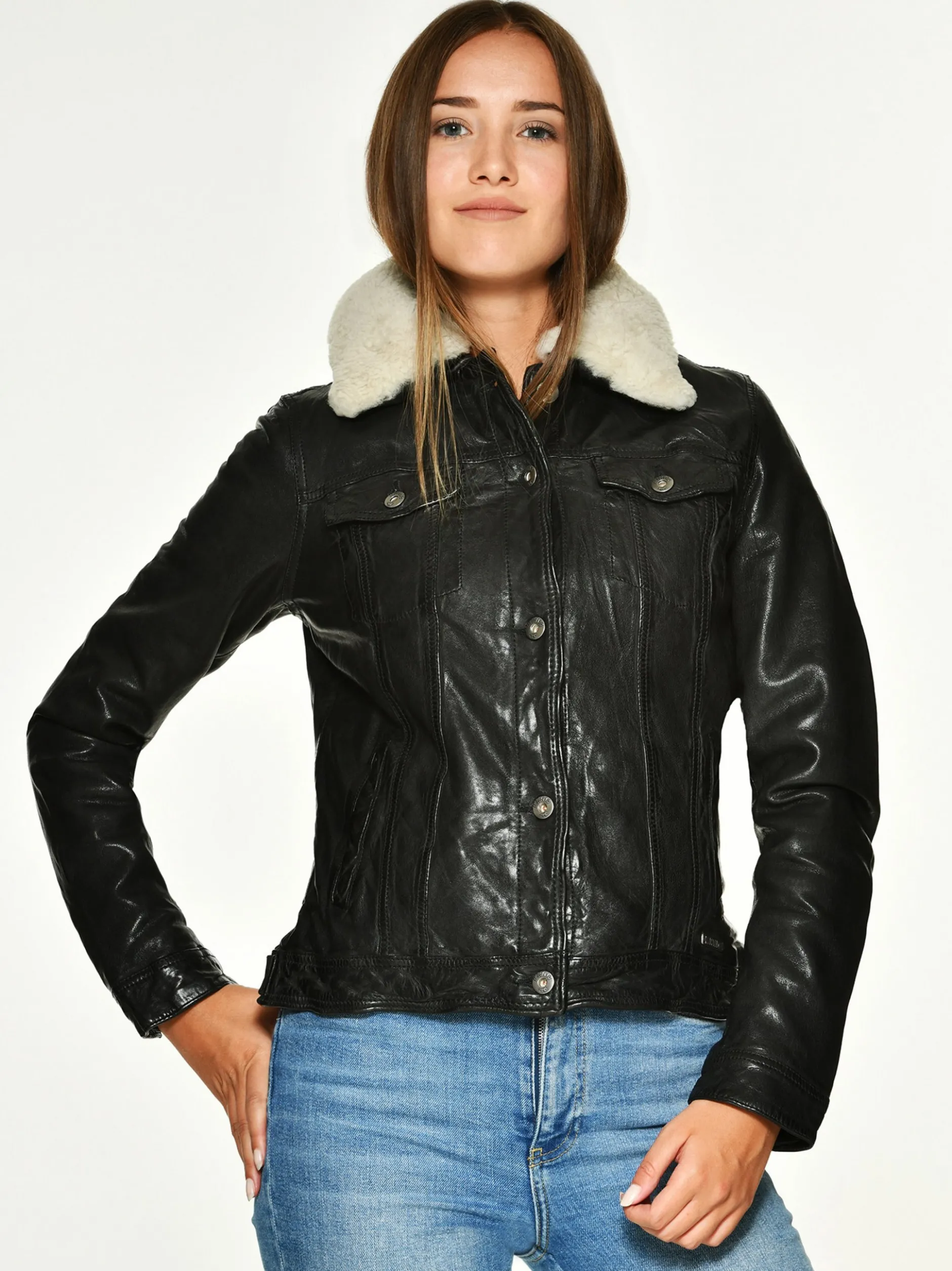 Mustang Damen Lederjacke in schwarz
