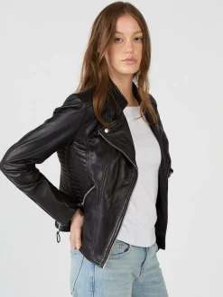 Mustang Damen Lederjacke in schwarz
