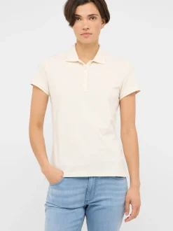 Mustang Damen Polo in weiß - Ausschnitt: Henley