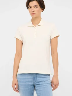 Mustang Damen Polo in weiß - Ausschnitt: Henley