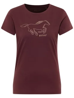 Mustang Damen T-Shirt in braun - Ausschnitt: Rundhals