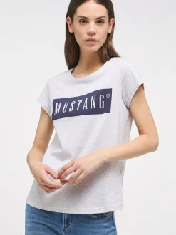 Mustang Damen T-Shirt in grau - Ausschnitt: Rundhals