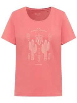 Mustang Damen T-Shirt in rosa - Ausschnitt: Rundhals