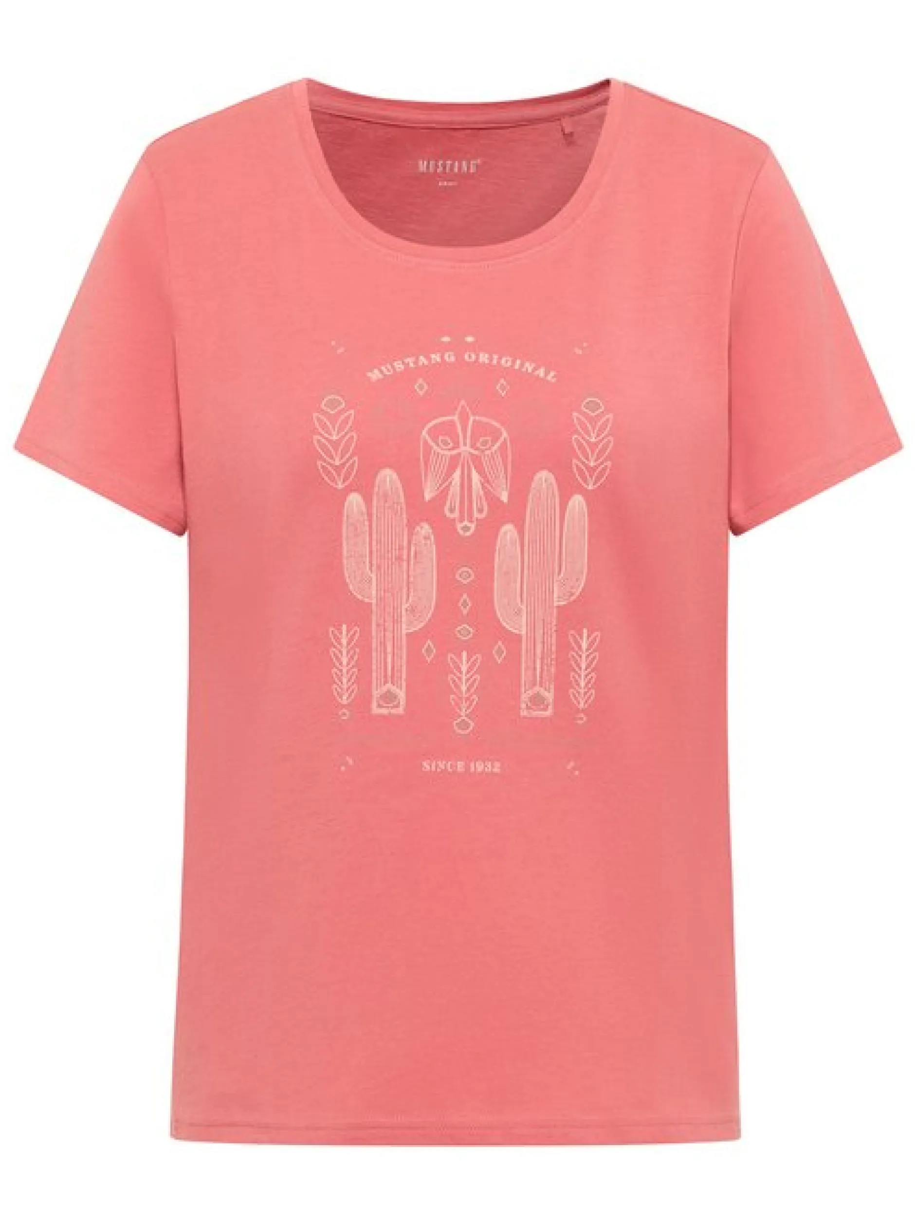 Mustang Damen T-Shirt in rosa - Ausschnitt: Rundhals