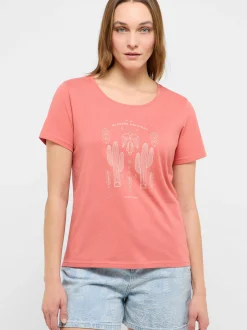 Mustang Damen T-Shirt in rosa - Ausschnitt: Rundhals