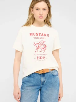 Mustang Damen T-Shirt in weiß - Ausschnitt: Rundhals