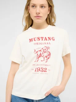 Mustang Damen T-Shirt in weiß - Ausschnitt: Rundhals