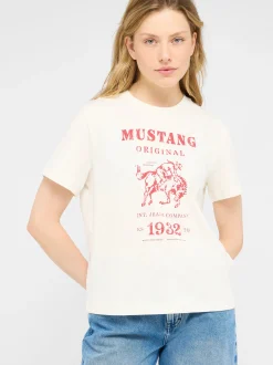 Mustang Damen T-Shirt in weiß - Ausschnitt: Rundhals