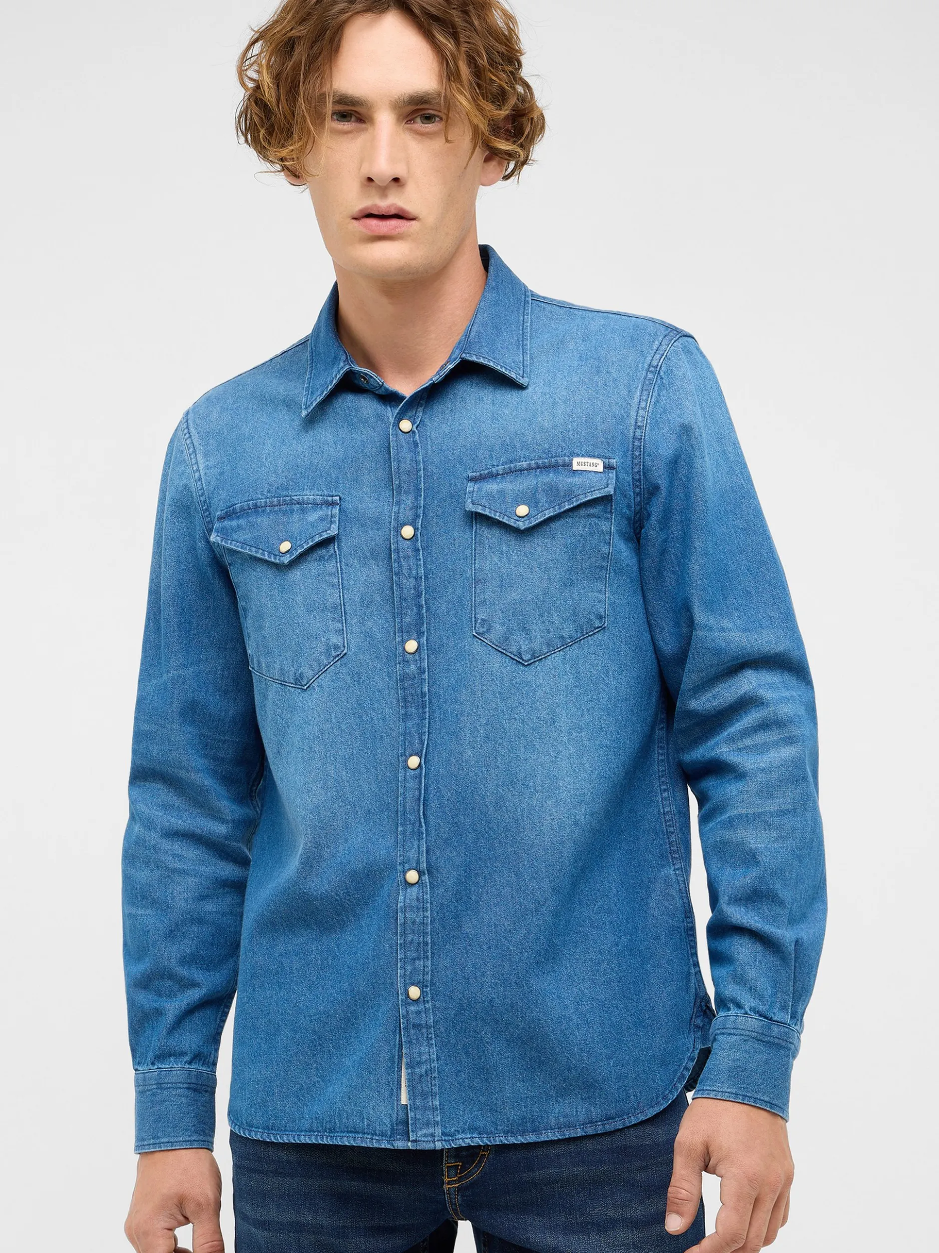 Mustang Herren Hemd in light stone