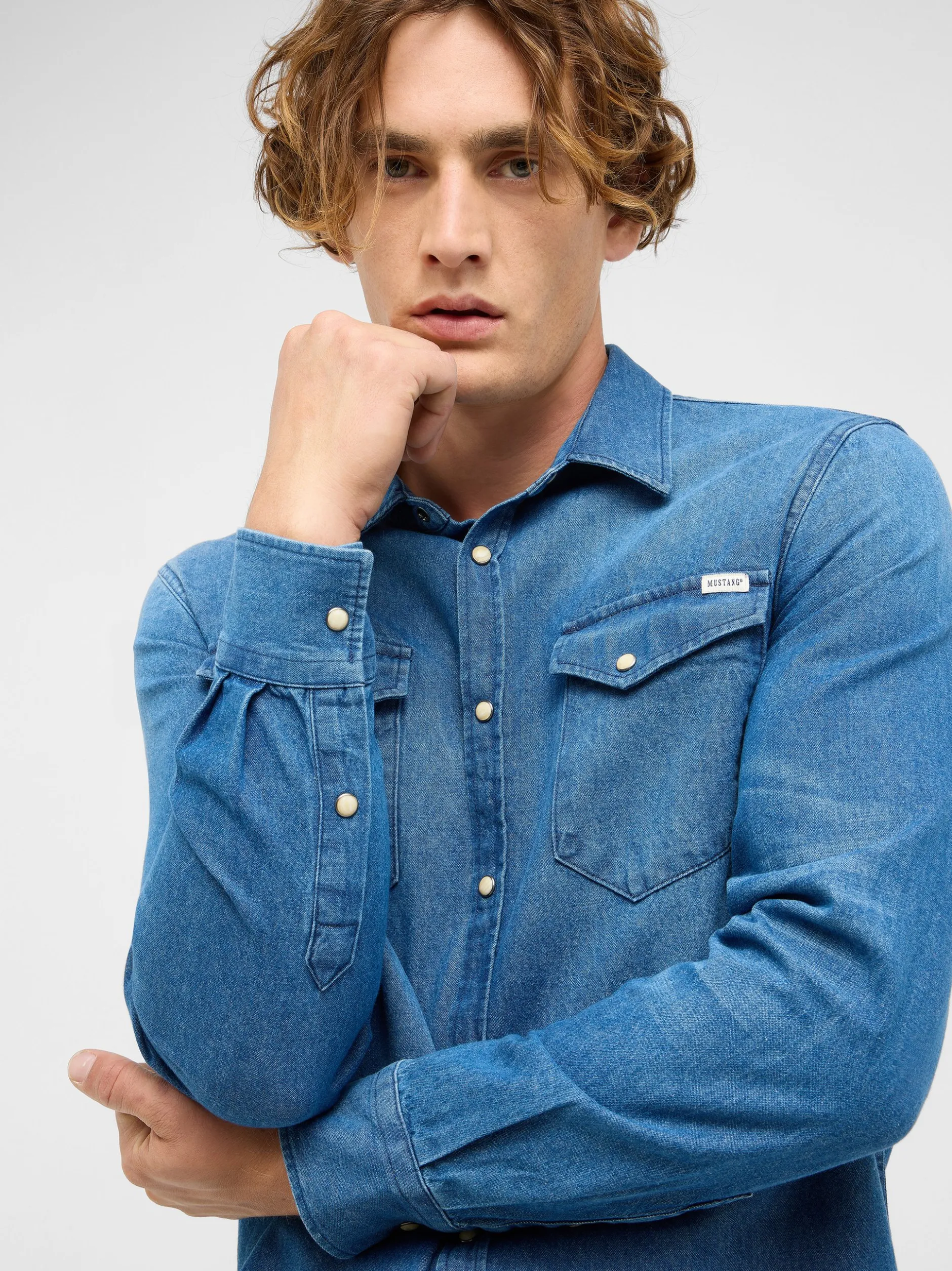 Mustang Herren Hemd in light stone