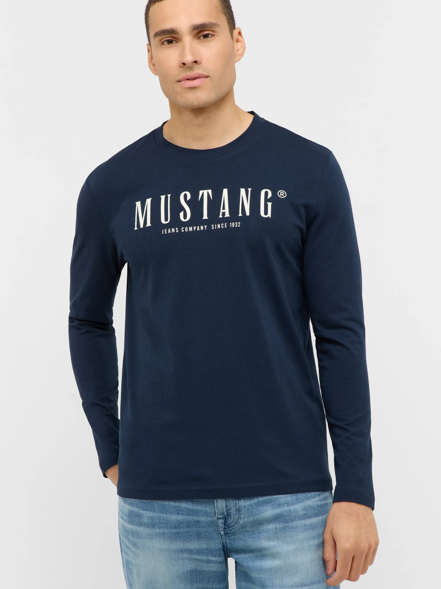 Mustang Herren Langarmshirt in blau - Ärmel: langarm