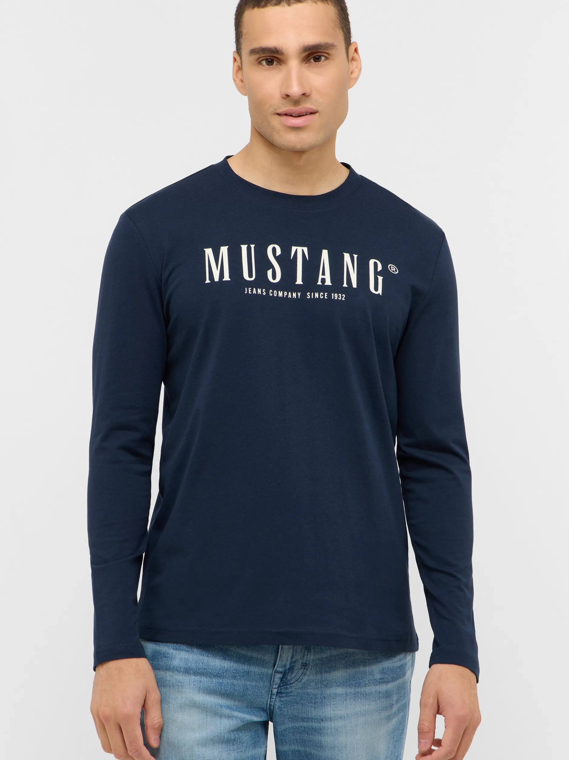 Mustang Herren Langarmshirt in blau - Ärmel: langarm