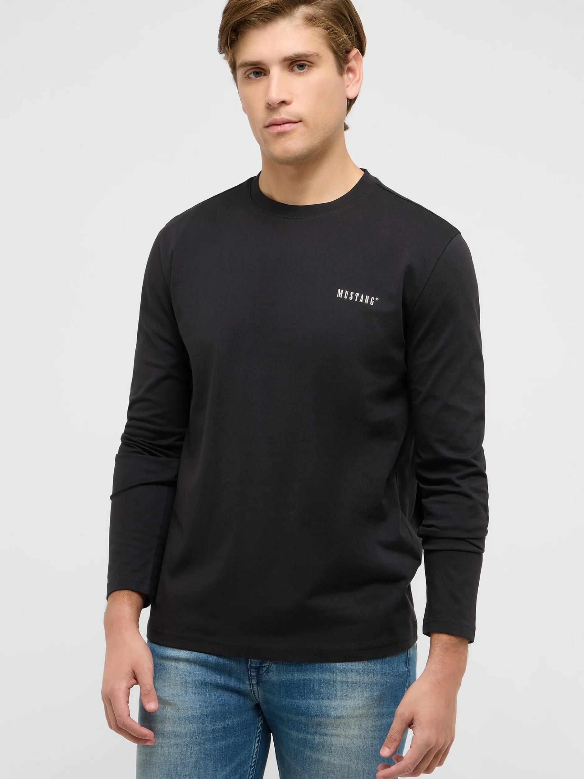 Mustang Herren Langarmshirt in schwarz - Ärmel: langarm